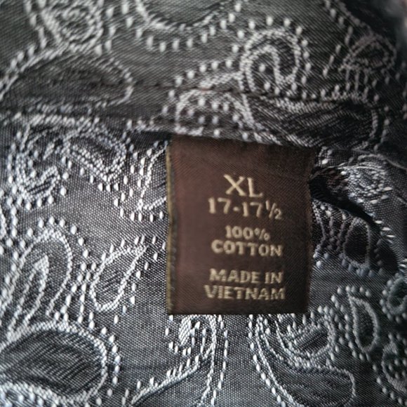 Taso Elba Men’s XL Button Front 100% Textured Cotton Long Sleeve Shirt, EUC - Picture 9 of 11